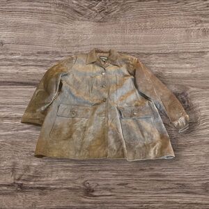 NY&CO New York & Co. Brown 100% Leather Suede Jacket Coat Size XL